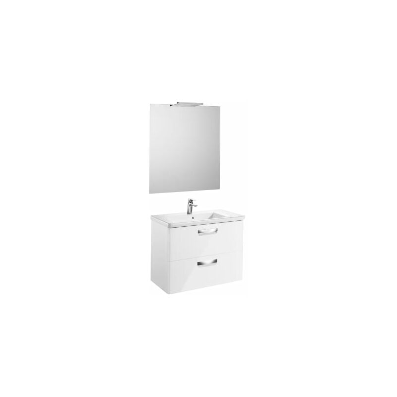 

Roca-8433290395020 Roca - Pack (mueble base lavabo espejo y aplique Delight) - Serie The Gap , Color Blanco brillo