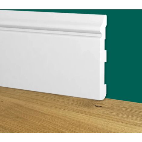 84ML di Battiscopa Zoccolino BIANCO mod. ETNICO 120x16x2000mm in POLIMERI - Polistrutturato