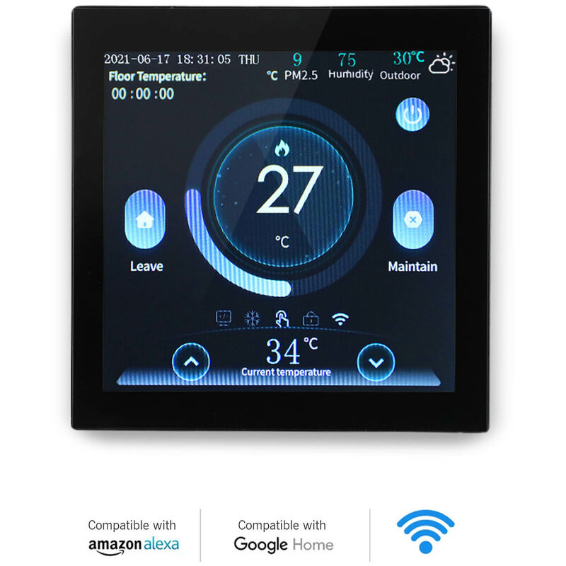 

85-275V Termostato inteligente Wi-Fi Termostato programable Programacion de 5 + 2/6 + 1/7 dias APLICACIoN Control remoto Control de voz Compatible