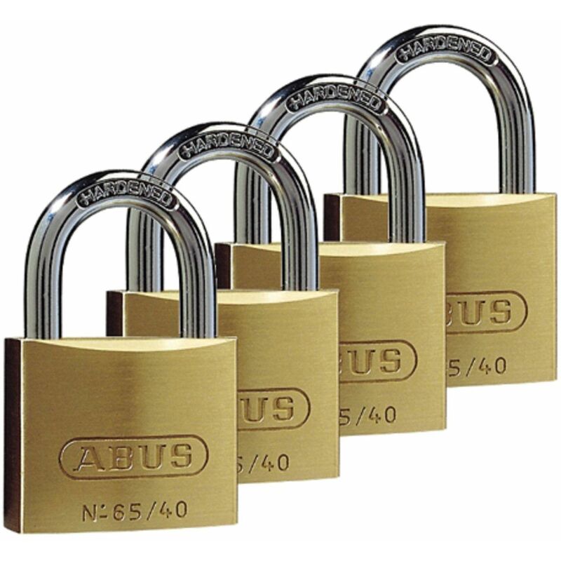65/40 Brass Key Padlocks - 40mm, Pack of 4 - Abus
