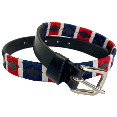 85 cm, Nero: Cintura da equitazione in cuoio Cover in pelle nera con riporti colorati alta 26 mm