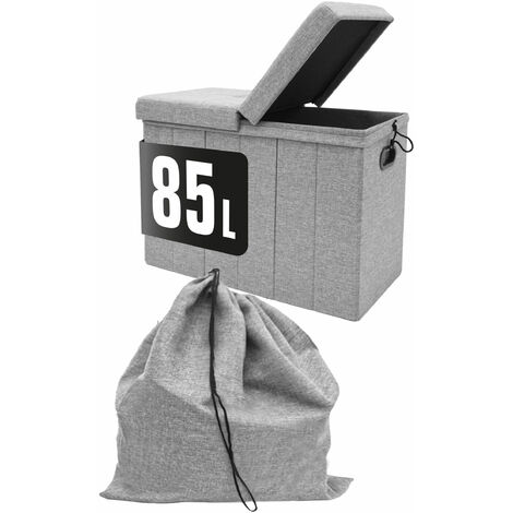 85 Liter Wäschekorb mit Deckel & Wäschesack - 62x31 Wäschekorb mit Sitzfunktion