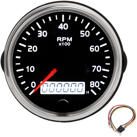85-mm-Zeiger-Drehzahlmesser 0–8000 U/min mit LCD-Anzeige für Auto, LKW, Boot – Universelle Lösung für 9–32-V-Motoren