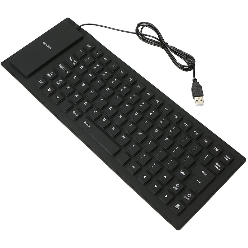 

85 teclas Teclado flexible Interfaz USB Plegable y portatil A prueba de polvo Impermeable Silencioso, Negro