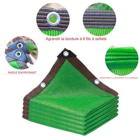 85% Tissu D'ombre,Filet D'ombrage Supérieure,Filet de Protection Solaire Vert,Shade Net Perméable À l'eau,pour L'extérieur,Arrière-Cour,Jardin,Plante,Serre,avec Corde (2x3m) GrooFoo