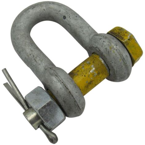 8.5 Ton Safety Pin Galvanised Dee Shackle - 8500KG Upset Forged Tested Certified