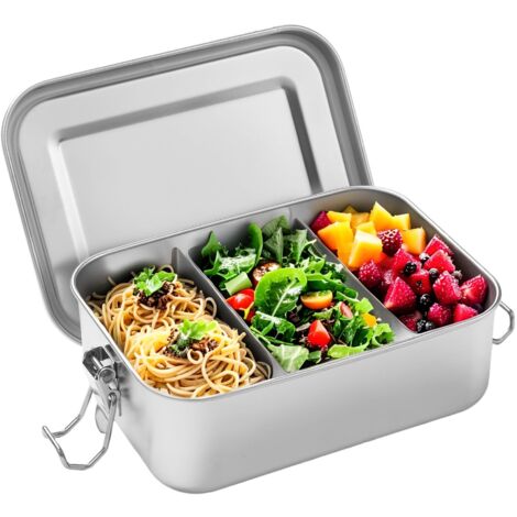 850ml Boîte à Bento en Acier Inoxydable, Lunch Box avec 2 Compartiments Amovibles, Boite Alimentaire à Compartiments, Anti Fuite, Durable et éCologique Bento Box pour Enfants et Adultes