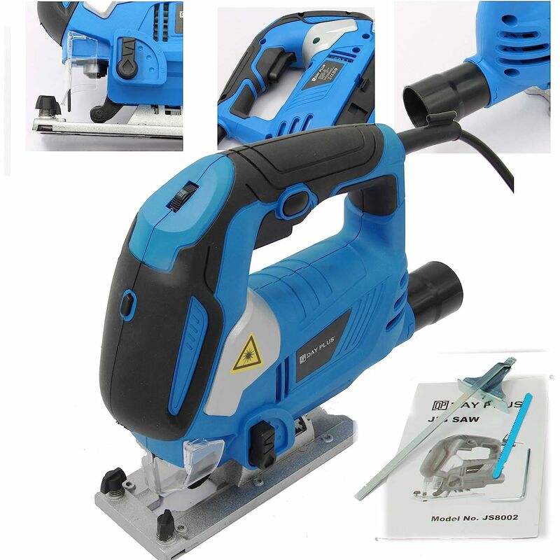 Briefness - 850W Jigsaw Electric Jig Saw with Laser Guide led Light 6 Speed Setting 4 Position Orbital Action Multi Purpose for Wood Metal Plastic