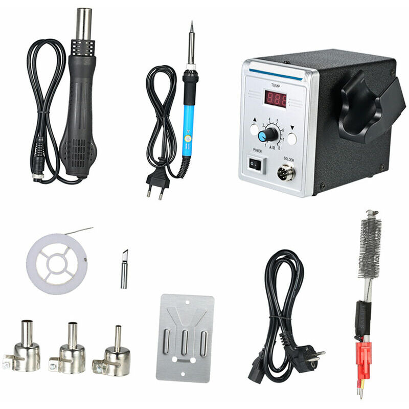 Image of 858D 700W Spot Solder Station High Quality LED Soldering Iron Desoldering Station Digital BGA Rework Soldering Station Hot Air Gun + Electric Iron