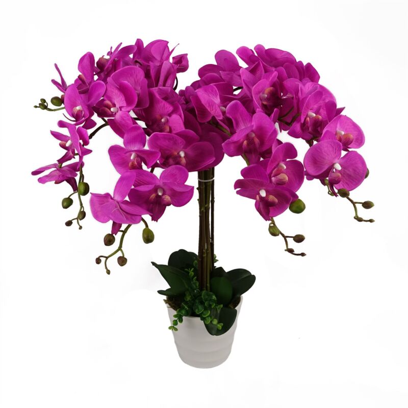 Leaf 85cm Artificial Deluxe Bush Orchid Dark Pink