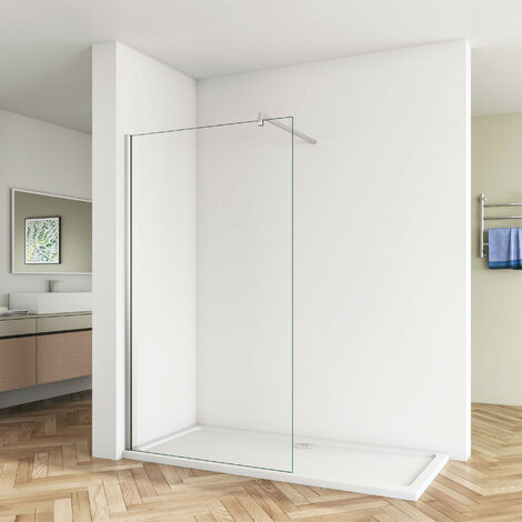 85x200cm+N Form: 90cm Stabilisator 8mm Nano Sicherheitsglas Walk in Duschwand Duschabtrennung Höhe 200cm