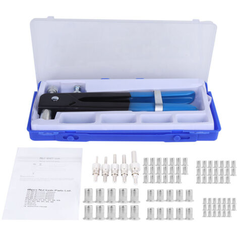 86 pièces/ensemble M3-M8 Écrous À Rivets Aveugles Insert Fileté et GunTool Rivnut Nutsert Kit De Rivetage