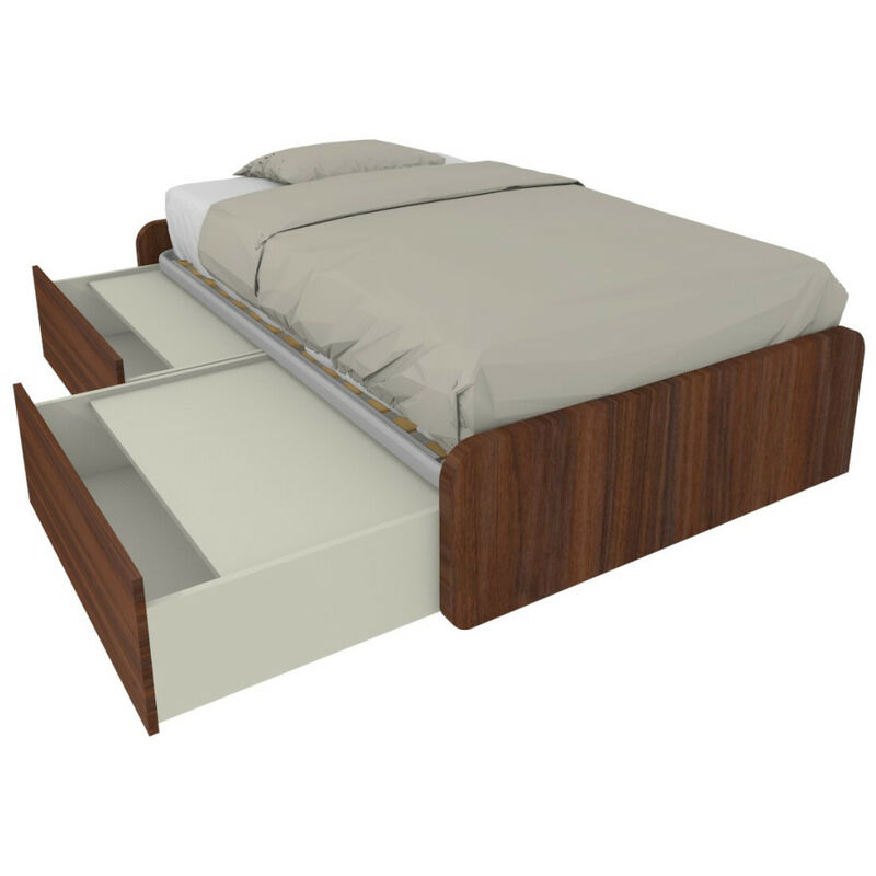 Mobilfino Camerette - Lit simple 120x190 avec tiroirs, personnalisable et facile à assembler - Noyer Canaletto