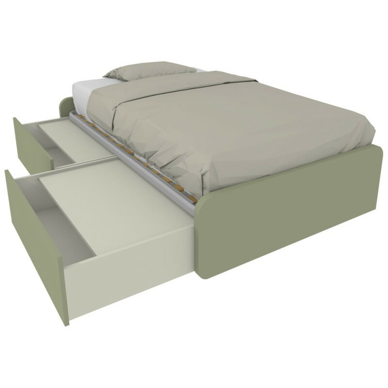 Mobilfino Camerette - Lit simple 120x190 avec tiroirs, personnalisable et facile à assembler - Salvia