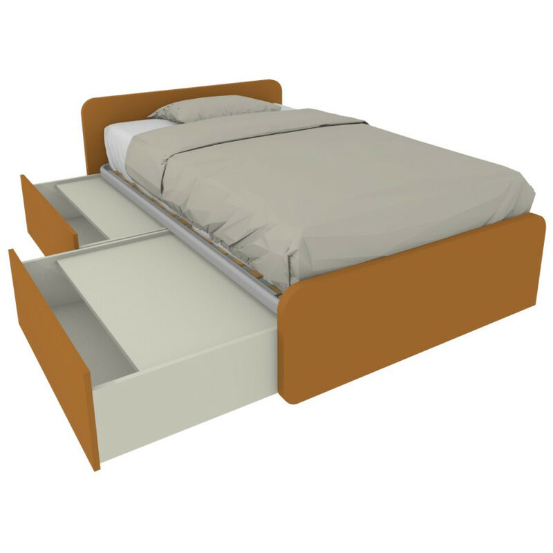 Lit simple 120x190 avec tiroirs, personnalisable et facile à assembler - Zolfo