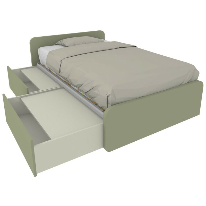 Lit simple 120x190 avec tiroirs, personnalisable et facile à assembler - Salvia
