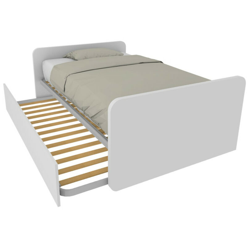 Lit queen size avec lit gigogne - blanc