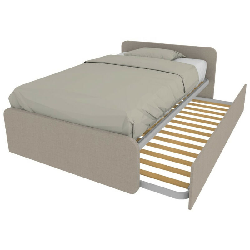 Lit queen size avec lit gigogne - Effet tissu