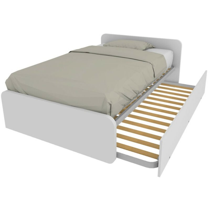 Lit queen size avec lit gigogne - blanc