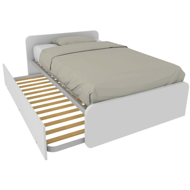 Lit queen size avec lit gigogne - blanc