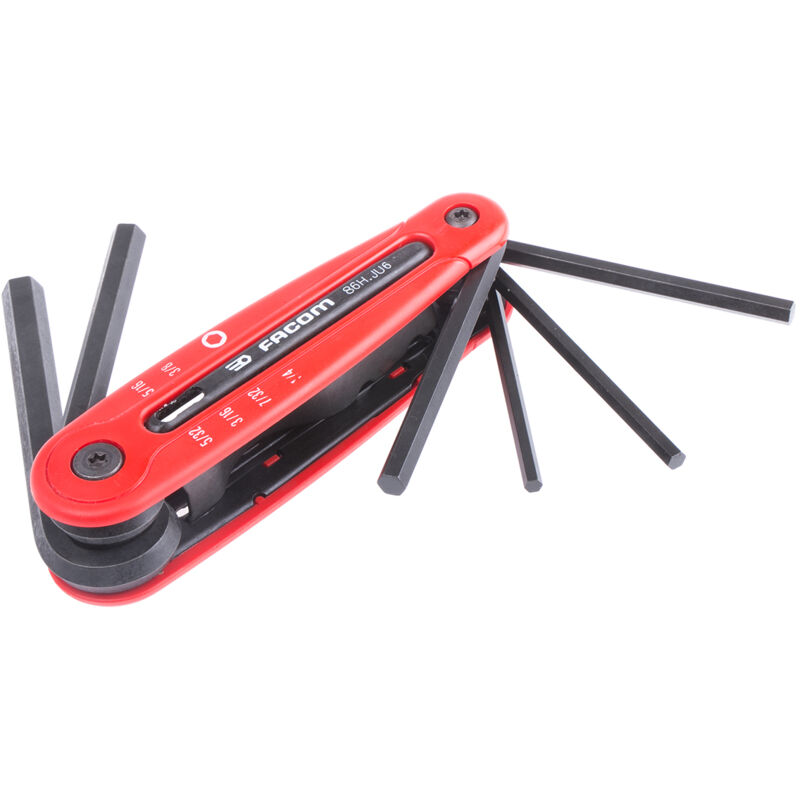 Jeu de clés Allen en Pliant Facom 1/4 in, 3/8 in, 3/16 in, 5/16 in, 5/32 in, 7/32pouce 6 pièces ( Prix pour 1 Jeu )