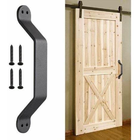 ONTWAY 8.85 Inch Black Barn Door Handle Rustic Sliding Barn Door Handle Pull Heavy Duty Solid Carbon Steel Door Pull Handle For Sliding Barn Doors, Closets, Doors, Garages, Sheds