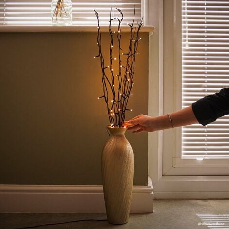 88cm Plug In Decorative Brown Willow Twig LED Fairy Lights  Home Indoor Vase