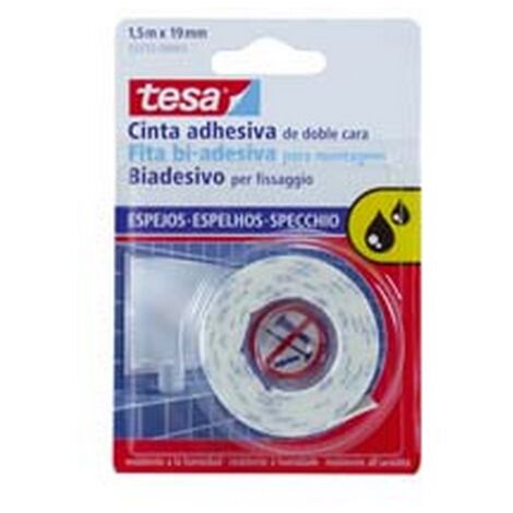 8BL NASTRO BIADESIVO SOFFICE mm.19h. in rotoli da mt.5 resistente all'acqua specifico per specchi