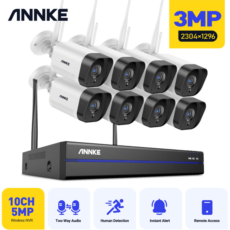 Annke - 8CH système de caméra de sécurité sans fil 5MP WiFi nvr 8X 3MP détection intelligente ai Vision nocturne Kit de caméras de Surveillance cctv