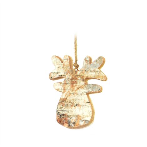 8cm Real Woodn Ornament for Christmas Tree Hanging Decorations Heand Crafted -REINDEER