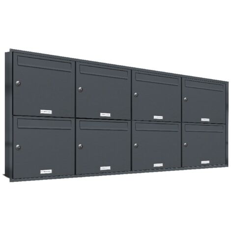 8er Briefkasten Anlage Unterputz Montage RAL 7016 Anthrazit
