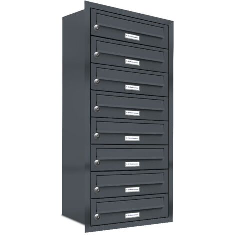 8er Briefkasten Anlage Unterputz Montage RAL 7016 Anthrazit