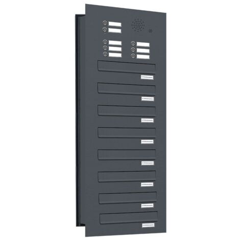 8er Briefkastenanlage für Mauerdurchwurf RAL Farbe 7016 Klingel Sprechgitter