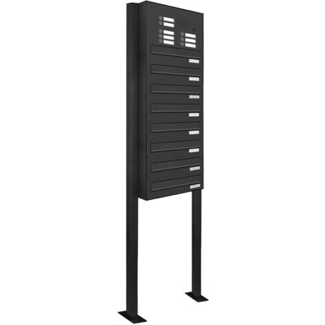8er Briefkastenanlage Standsystem Durchwurf - Klingel RAL 7016 Anthrazit