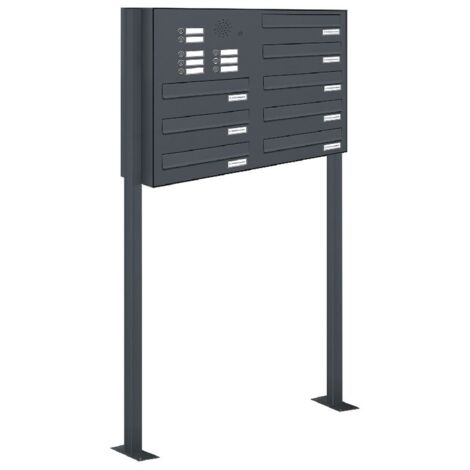 8er Briefkastenanlage Standsystem Durchwurf - Klingel RAL 7016 Anthrazit