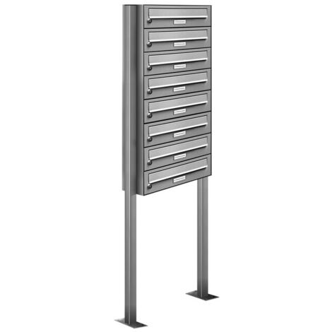 8er Edelstahl Stand Briefkasten Anlage Freistehend