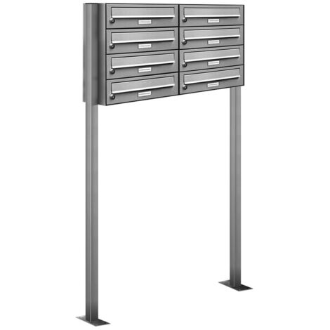 8er Edelstahl Stand Briefkasten Anlage Freistehend