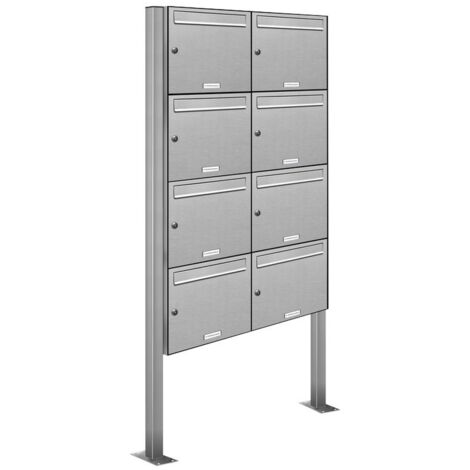 8er Edelstahl Standbriefkasten Anlage Freistehend