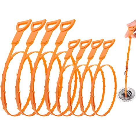 8er-Pack 61 cm lange, wiederverwendbare Spiralen zum Entfernen von Abflussverstopfungen – Abflussreinigungshaken für Badezimmer- und Küchenspüle