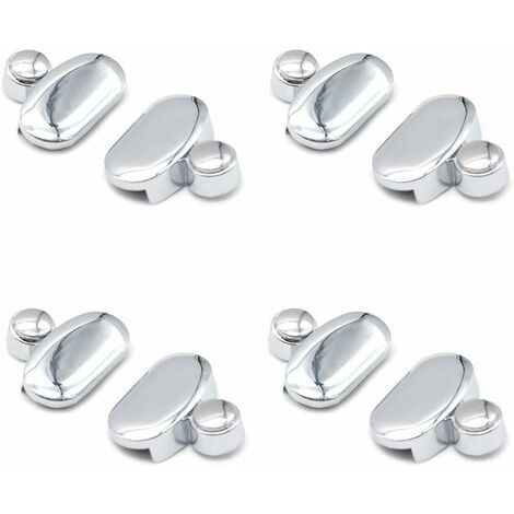 8er-Pack Badezimmerspiegel-Glashalterungen mit Glasklemme für Badezimmerspiegel, Zinklegierung, Chrom-Finish – ovale Regalhalterung