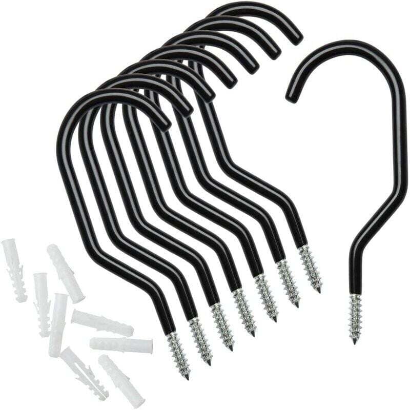 Image of 8er-Pack gummierte Fahrradhaken für Decke, Garage, Wand und Dach, Mehrzweck-Werkzeughaken (Schwarz)