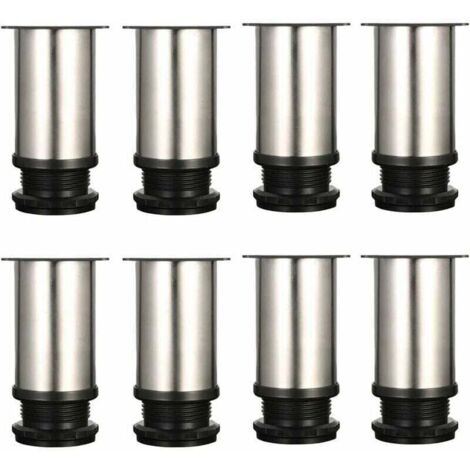 8er-Pack Möbelfüße, XU, verstellbare Möbelfüße – Chrommetall – höhenverstellbar (Gesamt: 80–95 mm) – KZQ