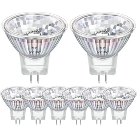 8er-Pack MR11 G4 12V 20W Halogenlampen, MR11 2800K Warmweiß, dimmbar, 200 lm, G4-Fassung für Wohnraum-, Garten-, Einbau- und Schienenbeleuchtung