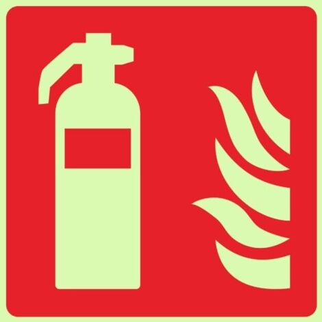 8er-Pack selbstklebende Feuerlöscher-Warnschilder – 10 x 10 cm – ISO 7010 F001 – Feuerlöscher-Warnschild – Sicherheitsschild für Büro, Zuhause, Geschäft – Wetterfest – Rot