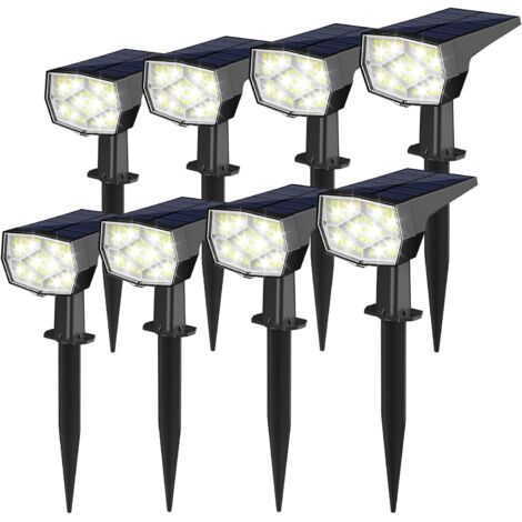 8er-Pack Solar-Strahler für draußen, 64 LED 3 Modi Solarlampe für den Außenbereich, Garten, IP65 wasserdichtes Solar-Flutlicht für draußen für Garten, Hof, Einfahrt, Weg (Kaltweiß)