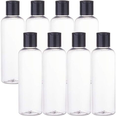 8er-Packung leere 200-ml-PET-Reiseflaschen aus Kunststoff mit Drehverschluss für Shampoo, Spülung, Lotion und Toilettenartikel