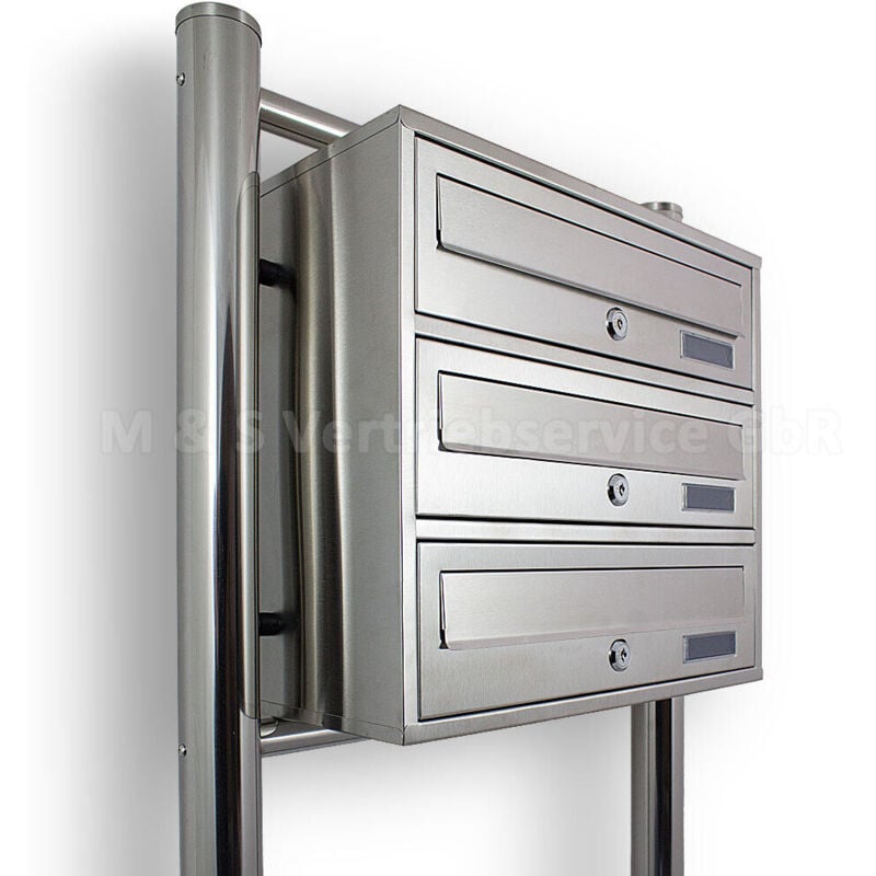 Bituxx - 3er Postfach - Edelstahl Briefkastenanlage 3 Standbriefkasten System Postkasten