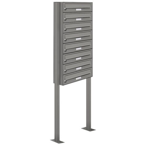 8er Premium Standbriefkasten RAL 9007 freistehend Postkasten Ständer 1x8