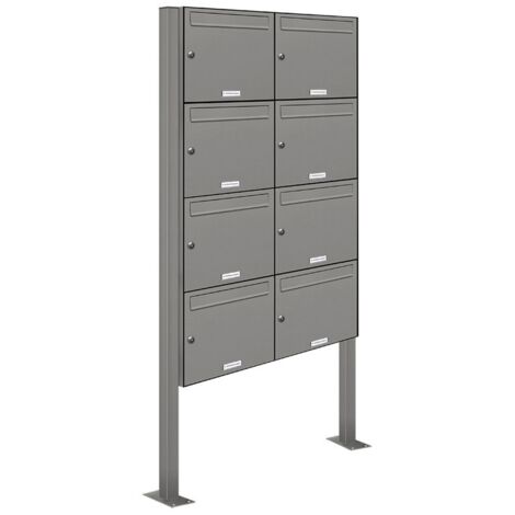8er Premium Standbriefkasten RAL 9007 freistehend Postkasten Ständer 2x4 S