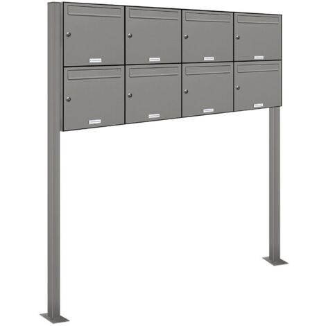 8er Premium Standbriefkasten RAL 9007 freistehend Postkasten Ständer 4x2